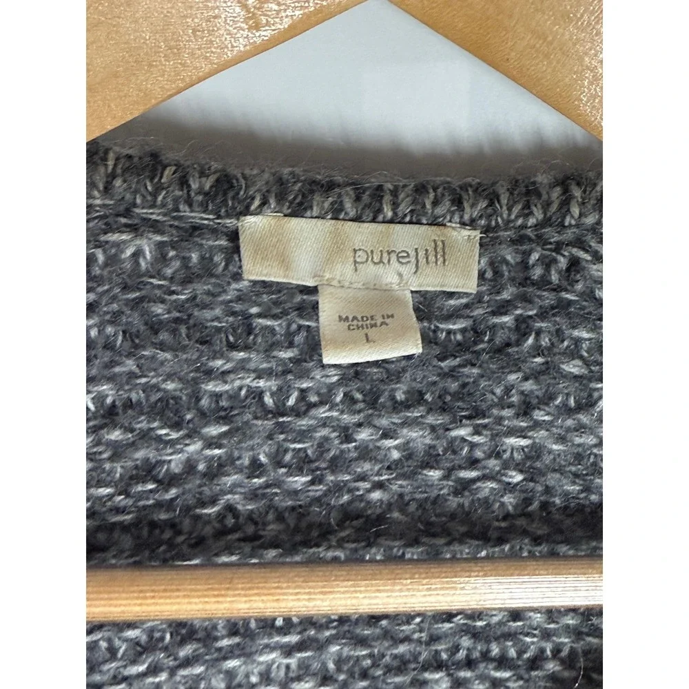J Jill Pure Open Front Long 1 Button Lagenlook sz L MOHAIR WOOL CASHMERE Sweater